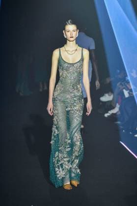 PFW - Georges Hobeika Runway - Paris A model walks the runway during the Georges Hobeika Womenswear Fall Winter 2025-2026 show as part of Paris Fashion Week at Palais De Tokyo in Paris, France, on March 08, 2025. Photo by Shootpix ABACAPRESS.COM Paris France  Copyright: xShootpix ABACAx