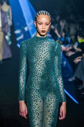 PFW - Georges Hobeika Runway - Paris A model walks the runway during the Georges Hobeika Womenswear Fall Winter 2025-2026 show as part of Paris Fashion Week at Palais De Tokyo in Paris, France, on March 08, 2025. Photo by Shootpix ABACAPRESS.COM Paris France  Copyright: xShootpix ABACAx