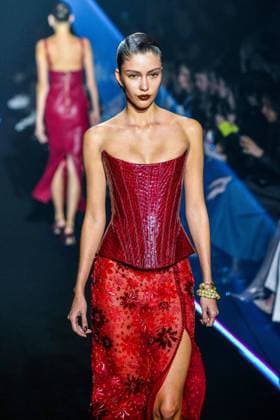 PFW - Georges Hobeika Runway - Paris A model walks the runway during the Georges Hobeika Womenswear Fall Winter 2025-2026 show as part of Paris Fashion Week at Palais De Tokyo in Paris, France, on March 08, 2025. Photo by Shootpix ABACAPRESS.COM Paris France  Copyright: xShootpix ABACAx