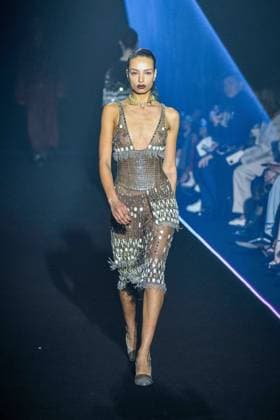 PFW - Georges Hobeika Runway - Paris A model walks the runway during the Georges Hobeika Womenswear Fall Winter 2025-2026 show as part of Paris Fashion Week at Palais De Tokyo in Paris, France, on March 08, 2025. Photo by Shootpix ABACAPRESS.COM Paris France  Copyright: xShootpix ABACAx
