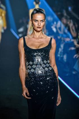 PFW - Georges Hobeika Runway - Paris A model walks the runway during the Georges Hobeika Womenswear Fall Winter 2025-2026 show as part of Paris Fashion Week at Palais De Tokyo in Paris, France, on March 08, 2025. Photo by Shootpix ABACAPRESS.COM Paris France  Copyright: xShootpix ABACAx
