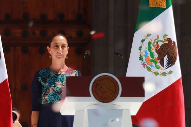 MexicoÃ¢â‚¬â ¢s President Claudia Sheinbaum Pardo speaking during the informative assembly about tariffs of U.S President Donald Trump and the sovereignty of the country at main square Zocalo. on March 9, 2025 in Mexico City, Mexico. Mexico City Mexico - ZUMAe321 20250309_zia_e321_005 Copyright: xCarlosxSantiagox