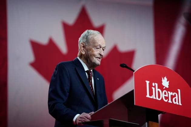 March 9, 2025, Ottawa, On, Canada: Former prime minister Jean Chretien speaks at the Liberal Leadership Event in Ottawa, on Sunday, March 9, 2025. Ottawa Canada  - ZUMAc35_ 20250309_zaf_c35_214 Copyright: xJustinxTangx