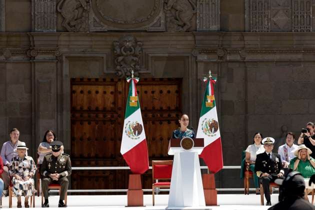 Mexico s President Claudia Sheinbaum Pardo gives a report at informative assembly to celebrate the agreement reached with the US President Donald Trump, with which the tariffs on Mexico was postponed to one month at main square Zocalo. on March 9, 2025 in Mexico City, Mexico. Mexico City Mexico - ZUMAe321 20250309_zia_e321_051 Copyright: xLuisxBarronx
