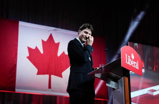 March 9, 2025, Ottawa, On, CAN: Prime Minister Justin Trudeau wipes his eye as he takes the stage at the Liberal leadership announcement event in Ottawa, Sunday, March 9, 2025. Ottawa CAN  - ZUMAc35_ 20250309_zaf_c35_226 Copyright: xJustinxTangx