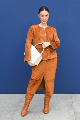 PFW Akris Front Row Heart Evangelista attending the Akris Womenswear Fall Winter 2025-2026 show as part of Paris Fashion Week in Paris, France on March 09, 2025. Photo by Aurore Marechal ABACAPRESS.COM Paris France  Copyright: xMarechalxAurore ABACAx