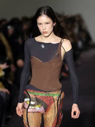 PFW - Ottolinger Runway A model walks the runway during the Ottolinger Womenswear Fall Winter 2025-2026 show as part of Paris Fashion Week at 13 rue de Santeuil on March 09, 2025 in Paris, France. Photo by Alain-gil Gonzalez ABACAPRESS.COM Paris France  Copyright: xGonzalezxAlain-Gil ABACAx