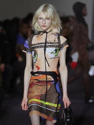 PFW - Ottolinger Runway A model walks the runway during the Ottolinger Womenswear Fall Winter 2025-2026 show as part of Paris Fashion Week at 13 rue de Santeuil on March 09, 2025 in Paris, France. Photo by Alain-gil Gonzalez ABACAPRESS.COM Paris France  Copyright: xGonzalezxAlain-Gil ABACAx
