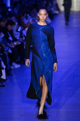 PFW Akris Runway A model walks the runway during the Akris Womenswear Fall Winter 2025-2026 show as part of Paris Fashion Week in Paris, France on March 09, 2025. Photo by Aurore Marechal ABACAPRESS.COM Paris France  Copyright: xMarechalxAurore ABACAx