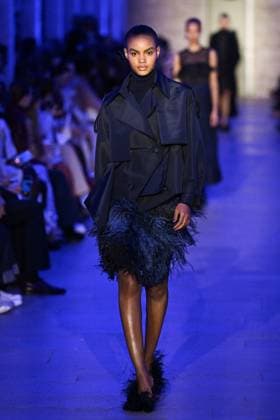 PFW Akris Runway A model walks the runway during the Akris Womenswear Fall Winter 2025-2026 show as part of Paris Fashion Week in Paris, France on March 09, 2025. Photo by Aurore Marechal ABACAPRESS.COM Paris France  Copyright: xMarechalxAurore ABACAx