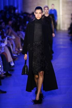 PFW Akris Runway A model walks the runway during the Akris Womenswear Fall Winter 2025-2026 show as part of Paris Fashion Week in Paris, France on March 09, 2025. Photo by Aurore Marechal ABACAPRESS.COM Paris France  Copyright: xMarechalxAurore ABACAx