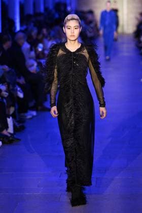 PFW Akris Runway A model walks the runway during the Akris Womenswear Fall Winter 2025-2026 show as part of Paris Fashion Week in Paris, France on March 09, 2025. Photo by Aurore Marechal ABACAPRESS.COM Paris France  Copyright: xMarechalxAurore ABACAx