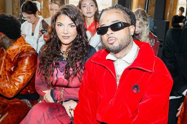 Front row of the Marine Serre Mode Collection Prêt à Porter Automne Hiver 2025 2026 show at Paris Fashion Week PFW at La Monnaie de Paris Singer Kalash Kalash and his wife Clara Kata on the front row of the Marine Serre Mode Collection Prêt à Porter Automne Hiver 2025 2026 show at Paris Fashion Week PFW at La Monnaie de Paris, France, March 10, 2025 Christophe Clovis Bestimage Celebs attends the Marine Serre Womenswear Fall Winter 2025 2026 show as part of Paris Fashion Week at La Monnaie de Paris, on March 10, 2025, in Paris, France Paris France  Copyright: xChristophexClovisx xBestimagexChristophexClovisx xBestimagex