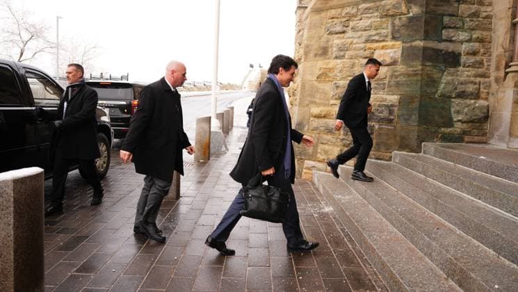 March 10, 2025, Ottawa, On, Canada: Prime Minister Justin Trudeau arrives on Parliament Hill, Monday, March 10, 2025 in Ottawa. Ottawa Canada  - ZUMAc35_ 20250310_zaf_c35_008 Copyright: xSeanxKilpatrickx