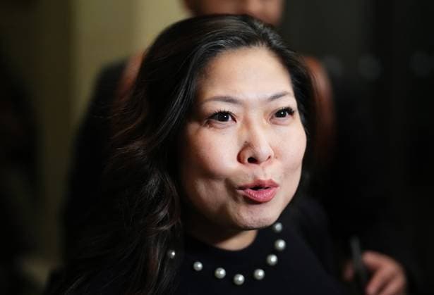 March 10, 2025, Ottawa, On, Canada: Liberal Minister of Export Promotion, International Trade and Economic Development Mary Ng talks to media as she leaves a caucus meeting in Ottawa on Monday, March 10, 2025. Ottawa Canada  - ZUMAc35_ 20250310_zaf_c35_074 Copyright: xSeanxKilpatrickx
