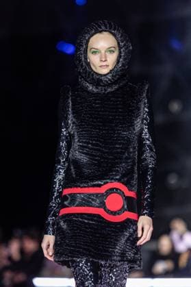 PFW - Pierre Cardin Runway A model walks the runway during Pierre Cardin Womenswear Fall Winter 2025-2026 show as part of Paris Fashion Week on March 10, 2025 in Paris, France. Photo by Nasser Berzane ABACAPRESS.COM Paris France  Copyright: xBerzanexNasser ABACAx