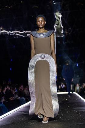 PFW - Pierre Cardin Runway A model walks the runway during Pierre Cardin Womenswear Fall Winter 2025-2026 show as part of Paris Fashion Week on March 10, 2025 in Paris, France. Photo by Nasser Berzane ABACAPRESS.COM Paris France  Copyright: xBerzanexNasser ABACAx