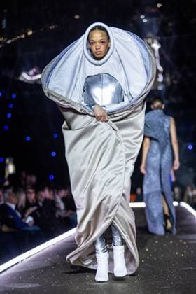 PFW - Pierre Cardin Runway A model walks the runway during Pierre Cardin Womenswear Fall Winter 2025-2026 show as part of Paris Fashion Week on March 10, 2025 in Paris, France. Photo by Nasser Berzane ABACAPRESS.COM Paris France  Copyright: xBerzanexNasser ABACAx