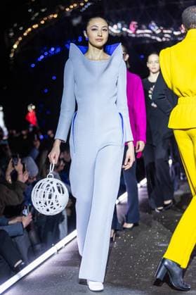 PFW - Pierre Cardin Runway A model walks the runway during Pierre Cardin Womenswear Fall Winter 2025-2026 show as part of Paris Fashion Week on March 10, 2025 in Paris, France. Photo by Nasser Berzane ABACAPRESS.COM Paris France  Copyright: xBerzanexNasser ABACAx