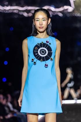 PFW - Pierre Cardin Runway A model walks the runway during Pierre Cardin Womenswear Fall Winter 2025-2026 show as part of Paris Fashion Week on March 10, 2025 in Paris, France. Photo by Nasser Berzane ABACAPRESS.COM Paris France  Copyright: xBerzanexNasser ABACAx