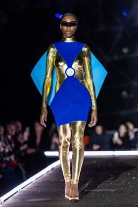 PFW - Pierre Cardin Runway A model walks the runway during Pierre Cardin Womenswear Fall Winter 2025-2026 show as part of Paris Fashion Week on March 10, 2025 in Paris, France. Photo by Nasser Berzane ABACAPRESS.COM Paris France  Copyright: xBerzanexNasser ABACAx