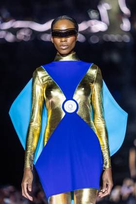 PFW - Pierre Cardin Runway A model walks the runway during Pierre Cardin Womenswear Fall Winter 2025-2026 show as part of Paris Fashion Week on March 10, 2025 in Paris, France. Photo by Nasser Berzane ABACAPRESS.COM Paris France  Copyright: xBerzanexNasser ABACAx
