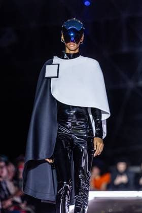 PFW - Pierre Cardin Runway A model walks the runway during Pierre Cardin Womenswear Fall Winter 2025-2026 show as part of Paris Fashion Week on March 10, 2025 in Paris, France. Photo by Nasser Berzane ABACAPRESS.COM Paris France  Copyright: xBerzanexNasser ABACAx
