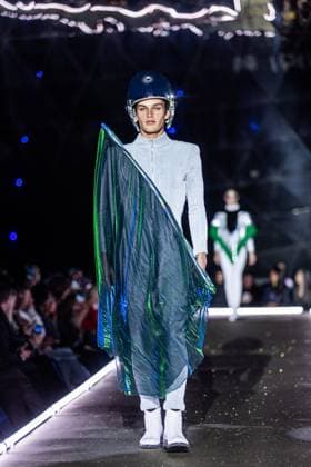 PFW - Pierre Cardin Runway A model walks the runway during Pierre Cardin Womenswear Fall Winter 2025-2026 show as part of Paris Fashion Week on March 10, 2025 in Paris, France. Photo by Nasser Berzane ABACAPRESS.COM Paris France  Copyright: xBerzanexNasser ABACAx