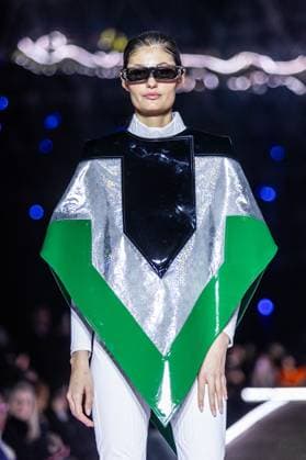 PFW - Pierre Cardin Runway A model walks the runway during Pierre Cardin Womenswear Fall Winter 2025-2026 show as part of Paris Fashion Week on March 10, 2025 in Paris, France. Photo by Nasser Berzane ABACAPRESS.COM Paris France  Copyright: xBerzanexNasser ABACAx