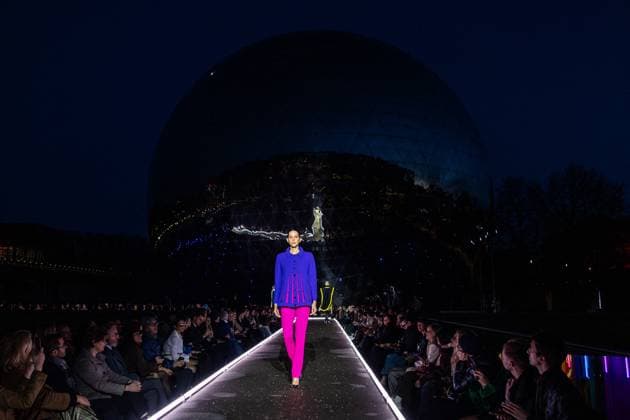PFW - Pierre Cardin Runway A model walks the runway during Pierre Cardin Womenswear Fall Winter 2025-2026 show as part of Paris Fashion Week on March 10, 2025 in Paris, France. Photo by Nasser Berzane ABACAPRESS.COM Paris France  Copyright: xBerzanexNasser ABACAx