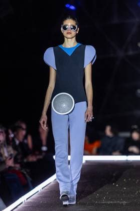 PFW - Pierre Cardin Runway A model walks the runway during Pierre Cardin Womenswear Fall Winter 2025-2026 show as part of Paris Fashion Week on March 10, 2025 in Paris, France. Photo by Nasser Berzane ABACAPRESS.COM Paris France  Copyright: xBerzanexNasser ABACAx