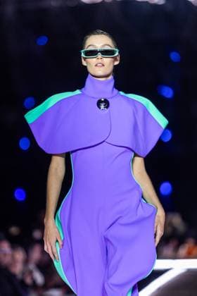 PFW - Pierre Cardin Runway A model walks the runway during Pierre Cardin Womenswear Fall Winter 2025-2026 show as part of Paris Fashion Week on March 10, 2025 in Paris, France. Photo by Nasser Berzane ABACAPRESS.COM Paris France  Copyright: xBerzanexNasser ABACAx