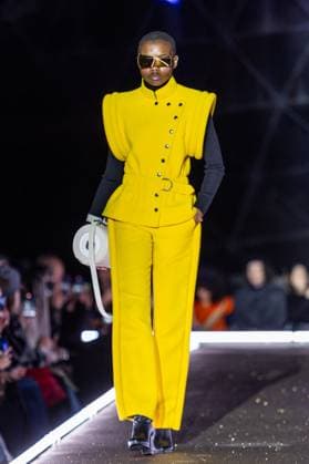 PFW - Pierre Cardin Runway A model walks the runway during Pierre Cardin Womenswear Fall Winter 2025-2026 show as part of Paris Fashion Week on March 10, 2025 in Paris, France. Photo by Nasser Berzane ABACAPRESS.COM Paris France  Copyright: xBerzanexNasser ABACAx