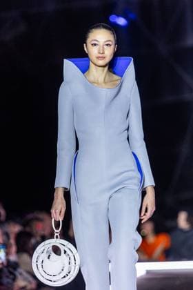 PFW - Pierre Cardin Runway A model walks the runway during Pierre Cardin Womenswear Fall Winter 2025-2026 show as part of Paris Fashion Week on March 10, 2025 in Paris, France. Photo by Nasser Berzane ABACAPRESS.COM Paris France  Copyright: xBerzanexNasser ABACAx