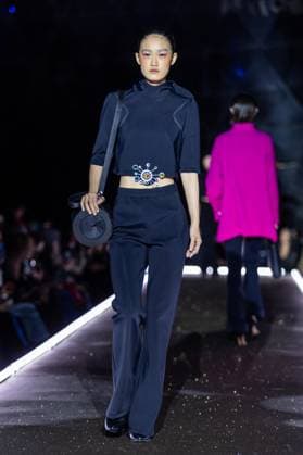 PFW - Pierre Cardin Runway A model walks the runway during Pierre Cardin Womenswear Fall Winter 2025-2026 show as part of Paris Fashion Week on March 10, 2025 in Paris, France. Photo by Nasser Berzane ABACAPRESS.COM Paris France  Copyright: xBerzanexNasser ABACAx