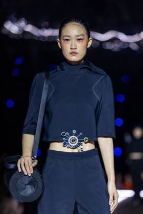 PFW - Pierre Cardin Runway A model walks the runway during Pierre Cardin Womenswear Fall Winter 2025-2026 show as part of Paris Fashion Week on March 10, 2025 in Paris, France. Photo by Nasser Berzane ABACAPRESS.COM Paris France  Copyright: xBerzanexNasser ABACAx