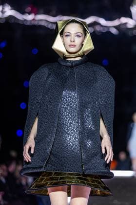 PFW - Pierre Cardin Runway A model walks the runway during Pierre Cardin Womenswear Fall Winter 2025-2026 show as part of Paris Fashion Week on March 10, 2025 in Paris, France. Photo by Nasser Berzane ABACAPRESS.COM Paris France  Copyright: xBerzanexNasser ABACAx