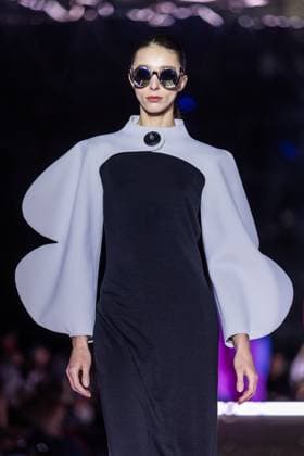 PFW - Pierre Cardin Runway A model walks the runway during Pierre Cardin Womenswear Fall Winter 2025-2026 show as part of Paris Fashion Week on March 10, 2025 in Paris, France. Photo by Nasser Berzane ABACAPRESS.COM Paris France  Copyright: xBerzanexNasser ABACAx