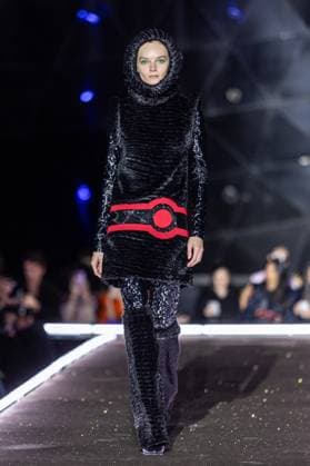 PFW - Pierre Cardin Runway A model walks the runway during Pierre Cardin Womenswear Fall Winter 2025-2026 show as part of Paris Fashion Week on March 10, 2025 in Paris, France. Photo by Nasser Berzane ABACAPRESS.COM Paris France  Copyright: xBerzanexNasser ABACAx