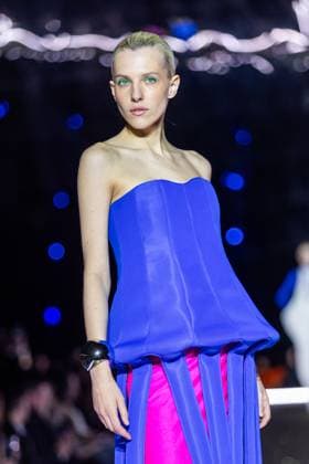 PFW - Pierre Cardin Runway A model walks the runway during Pierre Cardin Womenswear Fall Winter 2025-2026 show as part of Paris Fashion Week on March 10, 2025 in Paris, France. Photo by Nasser Berzane ABACAPRESS.COM Paris France  Copyright: xBerzanexNasser ABACAx