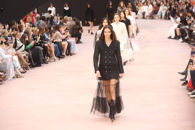 PFW Chanel Runway Models walk the runway during the Chanel Womenswear Fall Winter 2025-2026 show as part of Paris Fashion Week in Paris on March 10, 2025, France. Photo by Jerome Domine ABACAPRESS.COM  Copyright: xDominexJerome ABACAx