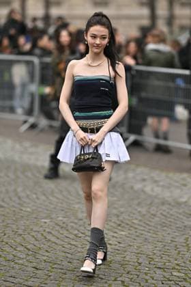 PFW Miu Miu Outside Arrivals Ella Gross arriving at Miu Miu show during Paris Fashion Week in Paris, France on March 11, 2025. Photo by Julien Reynaud APS-Medias ABACAPRESS.COM Paris France  Copyright: xReynaudxJulien APS-Medias ABACAx