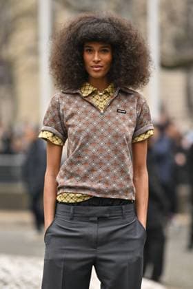 PFW Miu Miu Outside Arrivals Cindy Bruna arriving at Miu Miu show during Paris Fashion Week in Paris, France on March 11, 2025. Photo by Julien Reynaud APS-Medias ABACAPRESS.COM Paris France  Copyright: xReynaudxJulien APS-Medias ABACAx