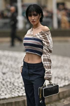 PFW Miu Miu Outside Arrivals MOMO arriving at Miu Miu show during Paris Fashion Week in Paris, France on March 11, 2025. Photo by Julien Reynaud APS-Medias ABACAPRESS.COM Paris France  Copyright: xReynaudxJulien APS-Medias ABACAx