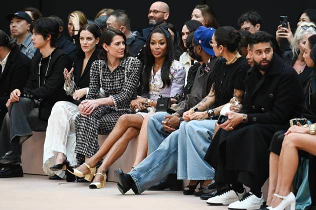 Paris Fashion Week Chanel Font Row 441669 2025 03 11 Paris France Casiraghi, Charlotte Monaco Campbell, Naomi Keough Presley, Riley  Copyright: xSergexArnalx xStarfacex STAR_441669_005
