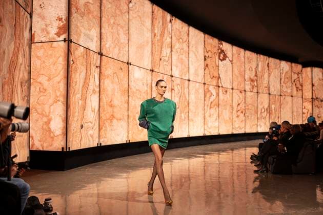 PFW - Saint Laurent Runway Models present creations by Saint Laurent for the Womenswear Ready-to-wear Fall-Winter 2025 2026 collection as part of the Paris Fashion Week, in Paris on March 11, 2025.Photo by Eliot Blondet ABACAPRESS.COM Paris France  Copyright: xBlondetxEliot ABACAx