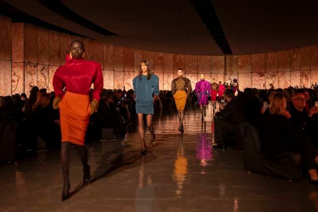 PFW - Saint Laurent Runway Models present creations by Saint Laurent for the Womenswear Ready-to-wear Fall-Winter 2025 2026 collection as part of the Paris Fashion Week, in Paris on March 11, 2025.Photo by Eliot Blondet ABACAPRESS.COM Paris France  Copyright: xBlondetxEliot ABACAx