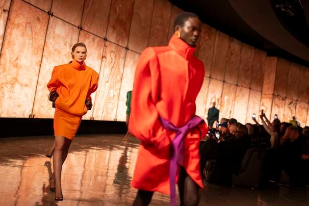 PFW - Saint Laurent Runway Models present creations by Saint Laurent for the Womenswear Ready-to-wear Fall-Winter 2025 2026 collection as part of the Paris Fashion Week, in Paris on March 11, 2025.Photo by Eliot Blondet ABACAPRESS.COM Paris France  Copyright: xBlondetxEliot ABACAx