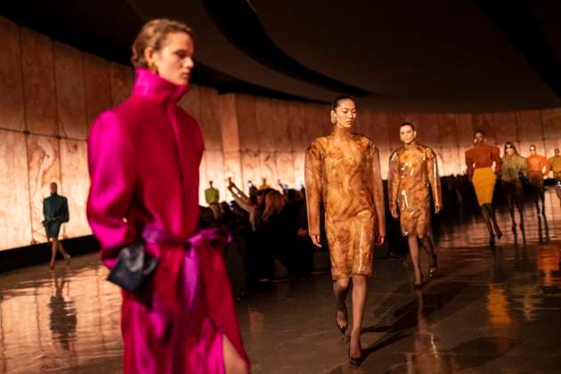 PFW - Saint Laurent Runway Models present creations by Saint Laurent for the Womenswear Ready-to-wear Fall-Winter 2025 2026 collection as part of the Paris Fashion Week, in Paris on March 11, 2025.Photo by Eliot Blondet ABACAPRESS.COM Paris France  Copyright: xBlondetxEliot ABACAx
