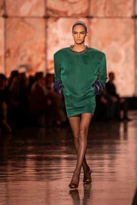 PFW - Saint Laurent Runway Models present creations by Saint Laurent for the Womenswear Ready-to-wear Fall-Winter 2025 2026 collection as part of the Paris Fashion Week, in Paris on March 11, 2025.Photo by Eliot Blondet ABACAPRESS.COM Paris France  Copyright: xBlondetxEliot ABACAx